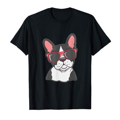 Boston Terrier Sonnenbrille Geschenk Boston Hund T-Shirt Sommerhemd