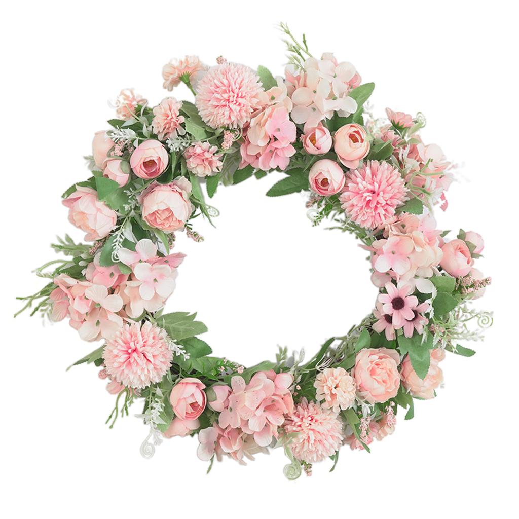 

16 Inch Artificial Peony Wreath, Spring Outdoor Ornaments for Front Door Bedroom , Housewarming Gift светло-розовый