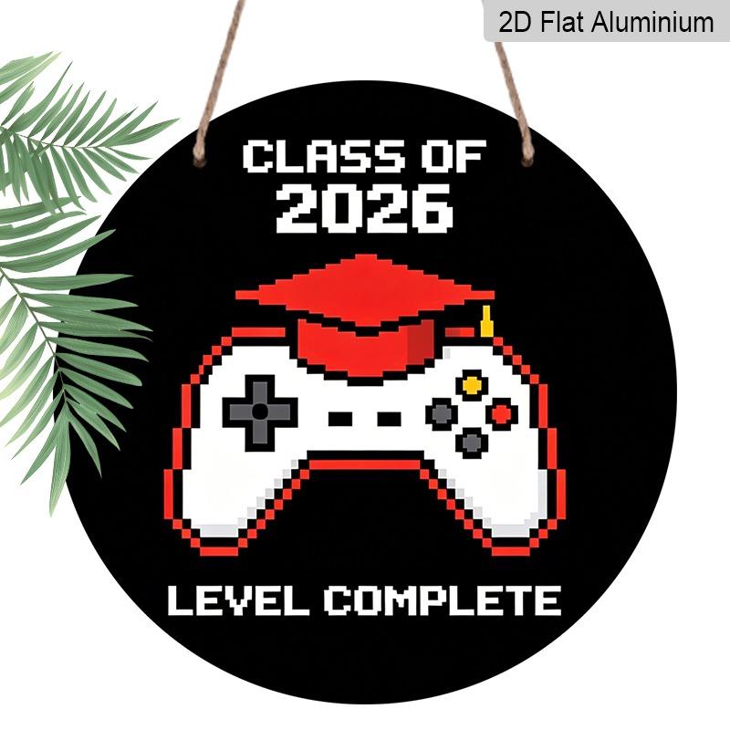 

2D Flat Aluminum 2026 Graduation-themed Wall Hanging Souvenir Gift, Available in Multiple Sizes, Retro Pixel Style for Gamers, Ideal for Home Décor 7.87×7.87inch