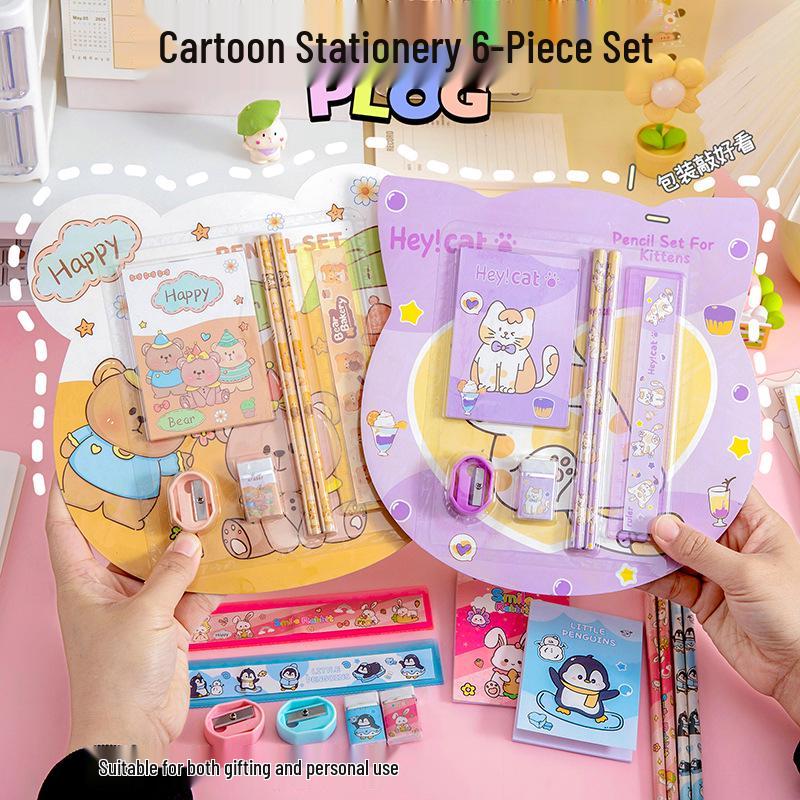 Kids' Six-Piece Stationery Gift Set for Birthdays, Children's Day, Kindergarten Prizes, or Christmas