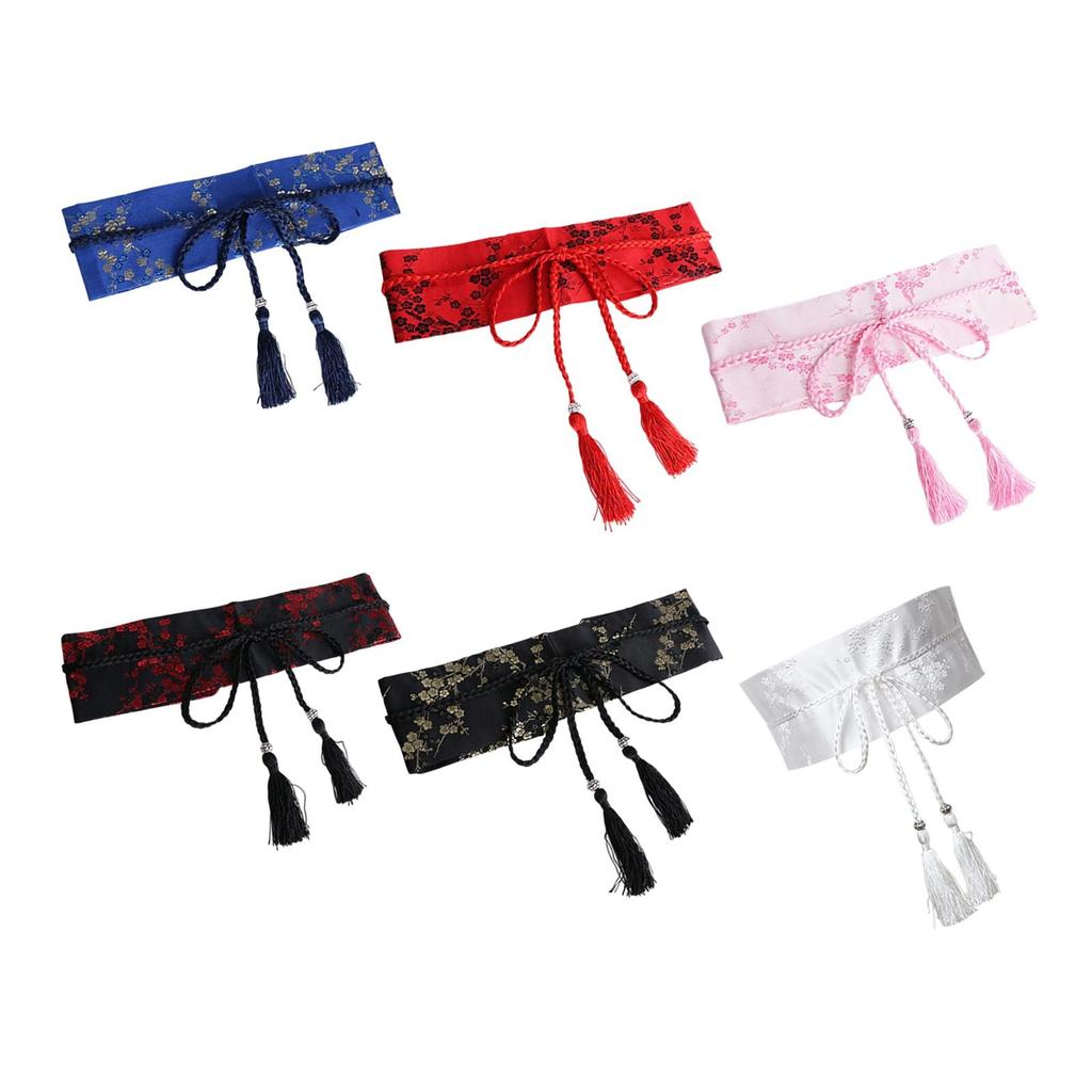 Fashion Women Satin Waist Belt Kimono Belts Floral Printed Lace Up Wide Girdle