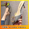 New Chinese temperament lazy fashion pointed rhinestones 2025 summer and autumn new high-heeled slippers thin-heeled bag head slippers