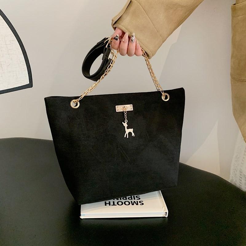 Velvet Soft Trendy Chain Shoulder Bag For Women Versatile Summer Tote Handbag