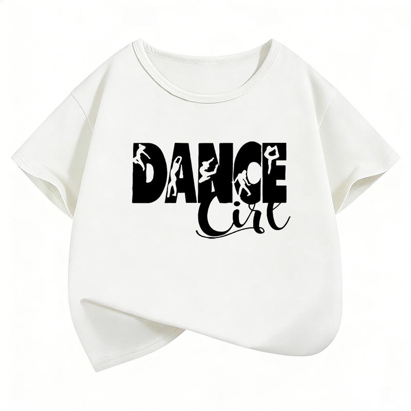 Letter Print Short Sleeve T-Shirt Y2K Kids Boys Girls Summer Spring Casual Top