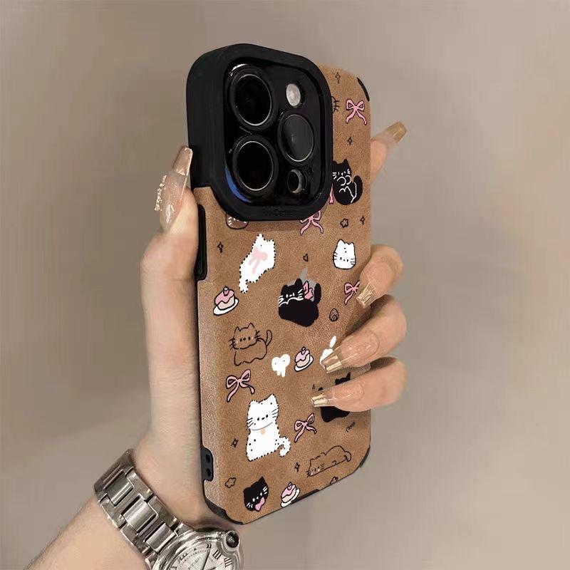 Full screen bow cat is suitable for Apple 17Pro new 15 flip fur iPhon16promax anti-drop fine hole