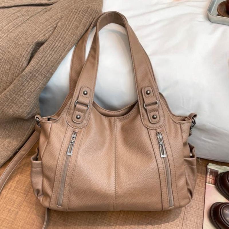 Womens Stylish Litchi Texture Handbag Adjustable Strap Vintage Leather Shoulder Bag for Daily  for Daily Commute Work Shopping and Weekend Outings