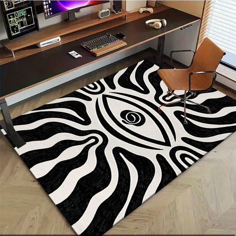 Abstract Black and White Optical Illusion Print Rug CarpetOffice Mat Perfect for Home Decor Office Desk Chair Rugs Chair Carpet for office P