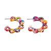 Elegant European-American Light Luxury Colorful C-Shaped Acetate Earrings
