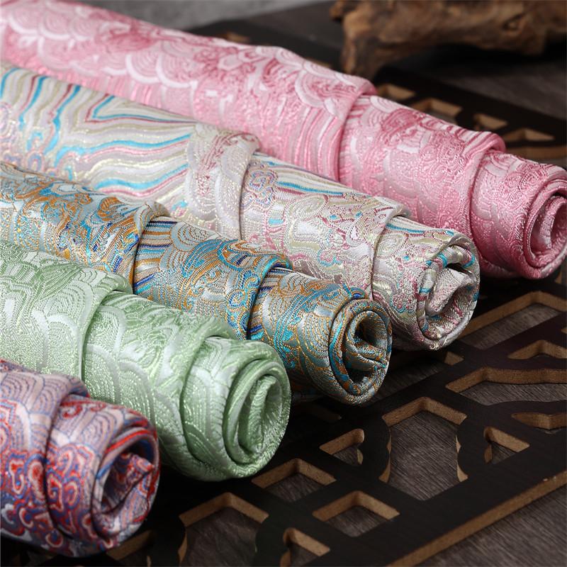 Ocean Wave Pattern Brocade Fabric Jacquard Satin Cloth for Handmade Diy Cheongsam Cushion Pillow Sachet Ethnic Costumes