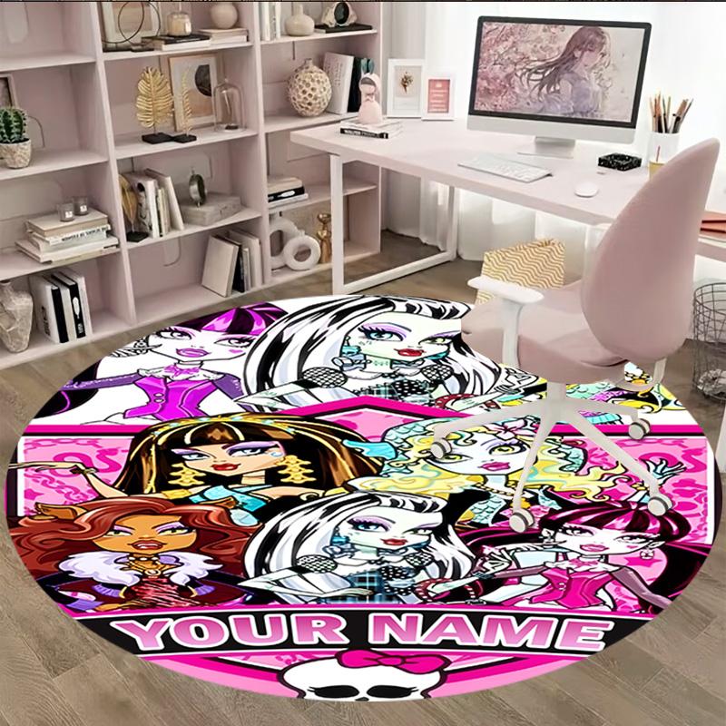 Customizable Monster High Draculaura1 Round Non-Slip Carpet - Ideal for Garden, Picnic, Office, Perfect for Decoration, Suitable For All Seasons