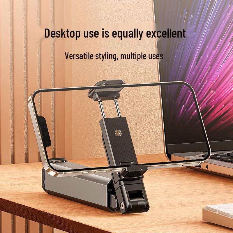 Aluminum Alloy Portable Selfie Stick: High-Speed Rotation, Telescopic, Folding Phone Holder for Travel.