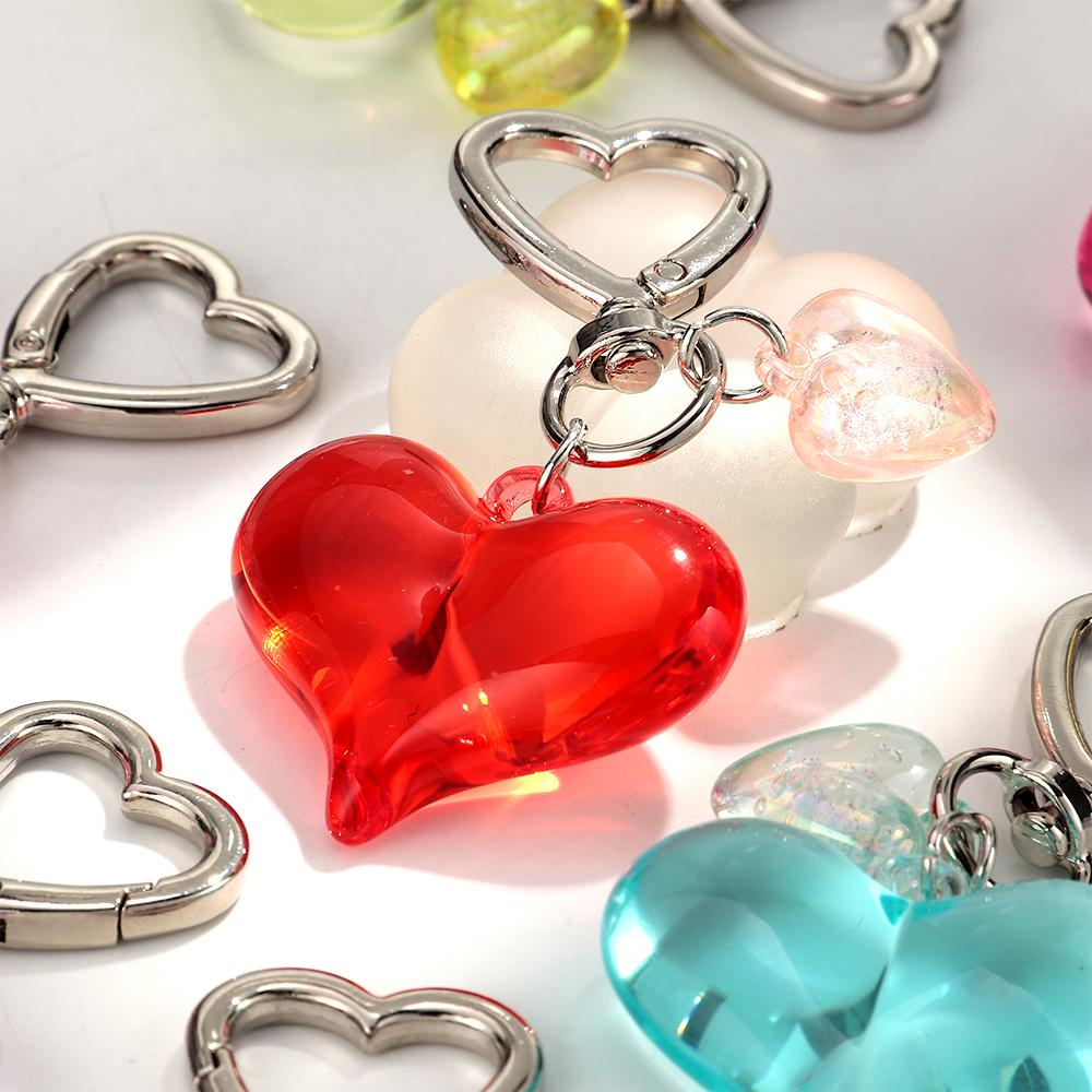 1pcs Sweet Heart Resin Keychain for Women Girl Clear Colorful Love Acrylic Keyring Phone Bag Charms Fashion Accessories Gifts
