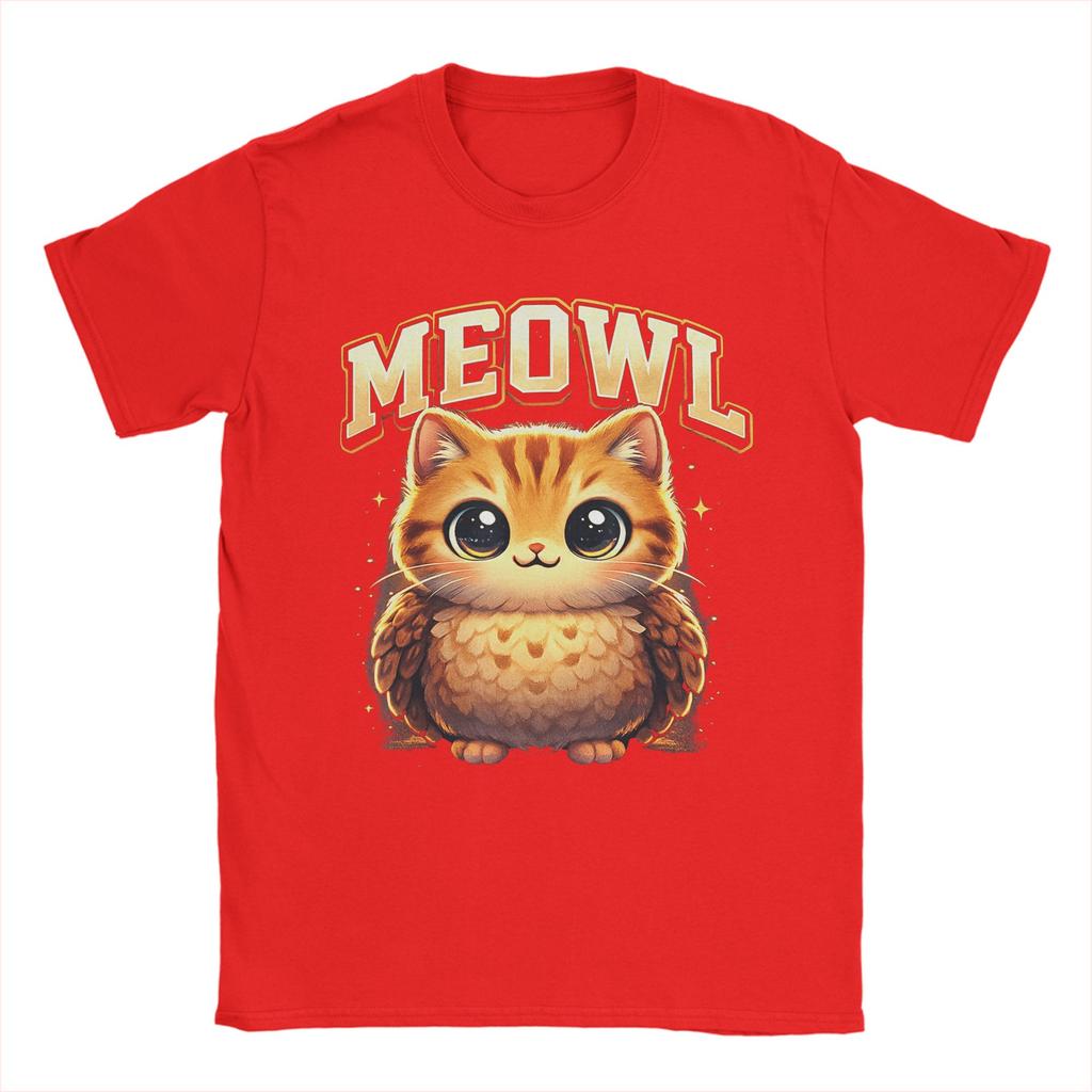 Meowl Funny Meow Cat Owl Brainrot Meme 100 Cotton TShirt For Unisexs Beach Vintage T Shirts O Neck Hippie Tees Plus Size Clothes