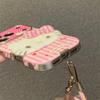 Fashion Pink Stripe Cute Hellokitty Phone Case For iPhone 17 Pro 16 15 14 Pro Max Cover with Hand Strap Shockproof Protective Ca