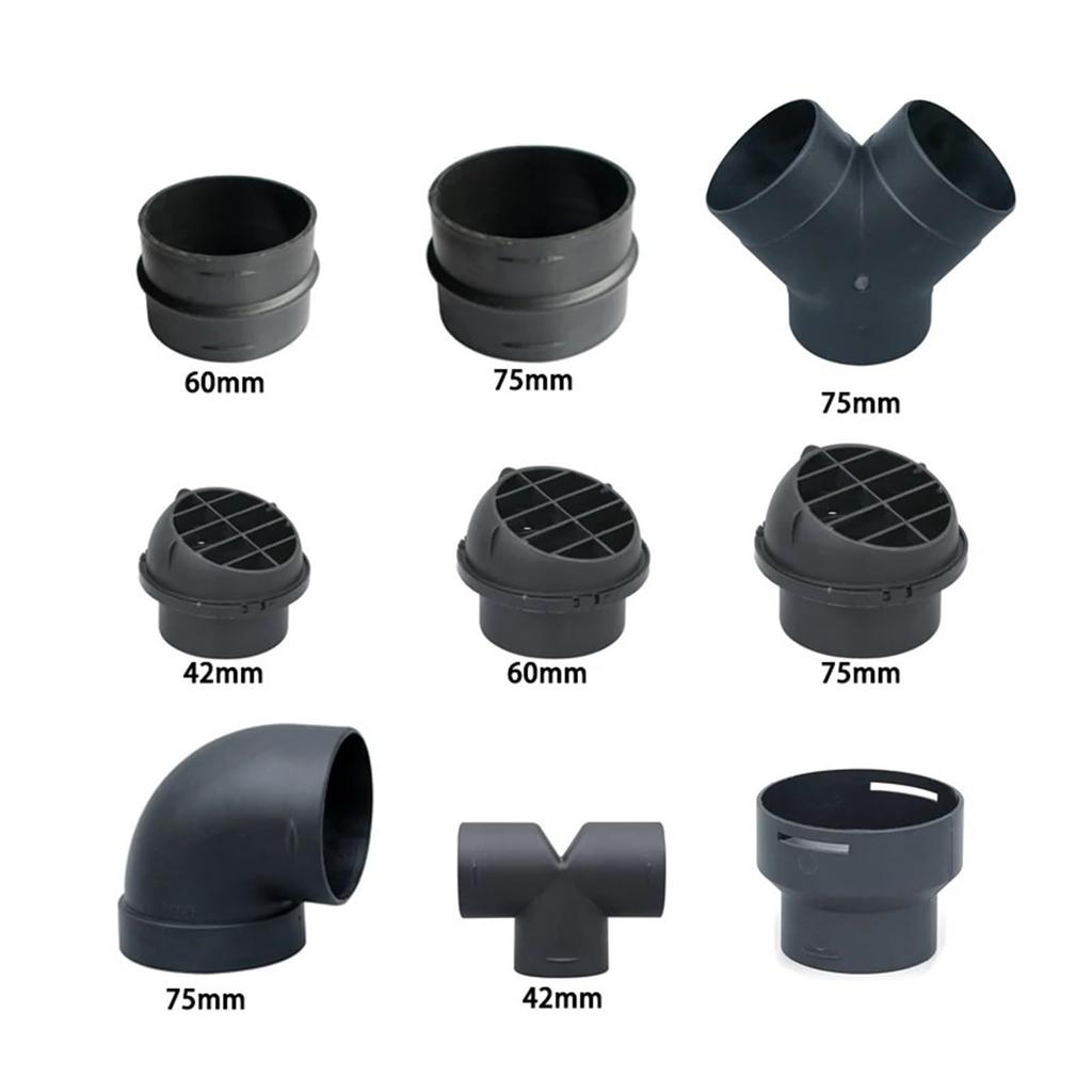 FENG GUO 42/60/75mm Car Heater Duct Pipe Joiner Connector Heater Duct Straight Joint Hose Tube Connector (T 60MM)
