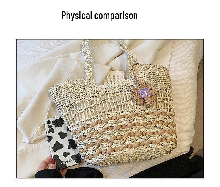 Bohemisk Etnisk Stil Vävväska - Tofs av Halm, Stor Kapacitet för Kvinnor