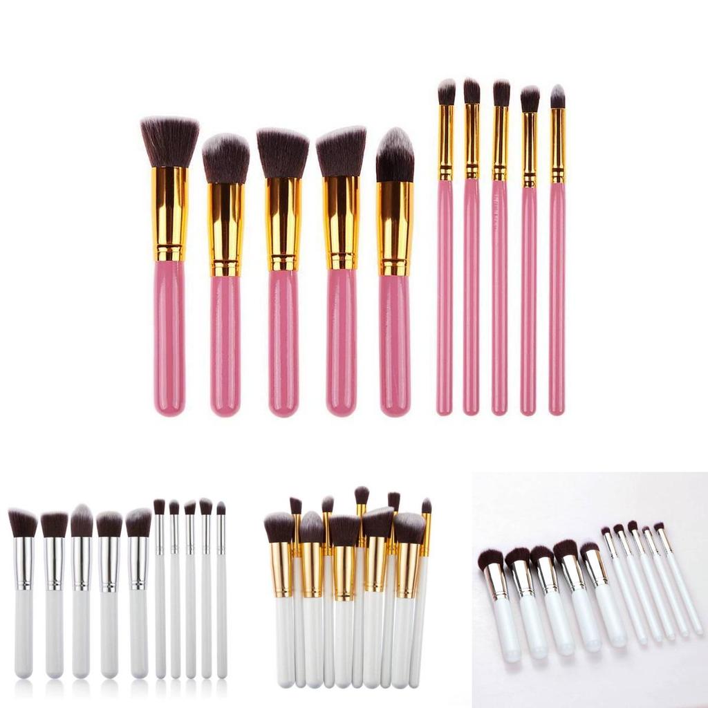 Makeup Brush Set With Artificial Fiber Bristles And Wooden Handles For Professional Artists
