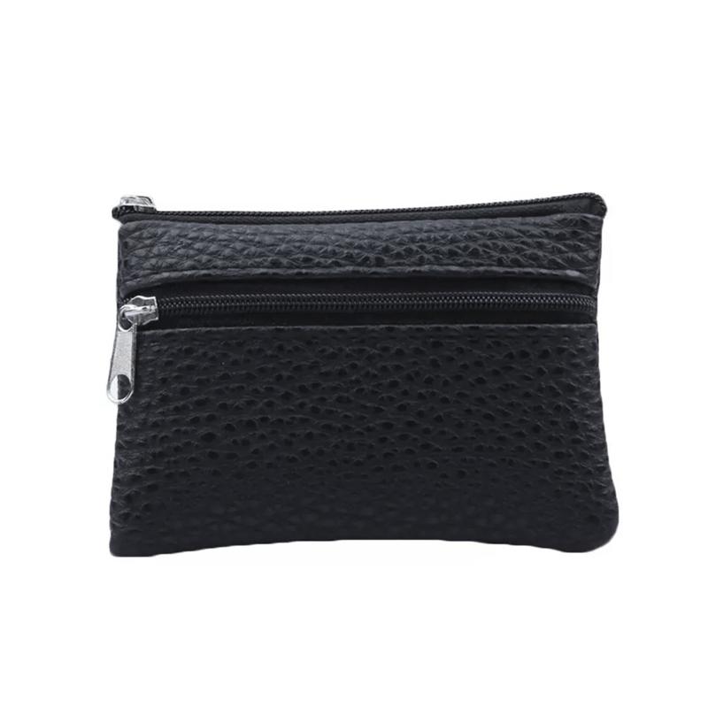 1pc Wallet Pouch Small Coin Purse New PU Leather Solid Color Storage Card Holder Korean Zipper
