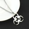 Biohazard Symbol Stainless Steel Pendant Silver Necklace Unisex Punk Jewelry Gift