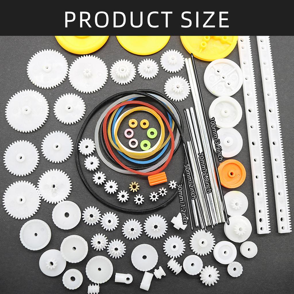 82Pcs Plastic Gear Package Kits DIY Gear Assortment Accessories for Toy Motor Car Robot Various Gear Axles Belt Bushings