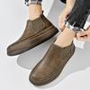 Tooling shoes men's 2025 autumn new leather mid-top Chelsea short boots flat-bottomed non-slip one-pedal casual men's shoes