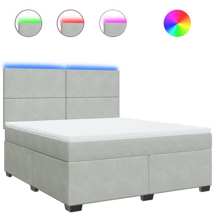 Maison Exclusive - Sommier à lattes de lit et matelas Gris clair 180x200cm Velours