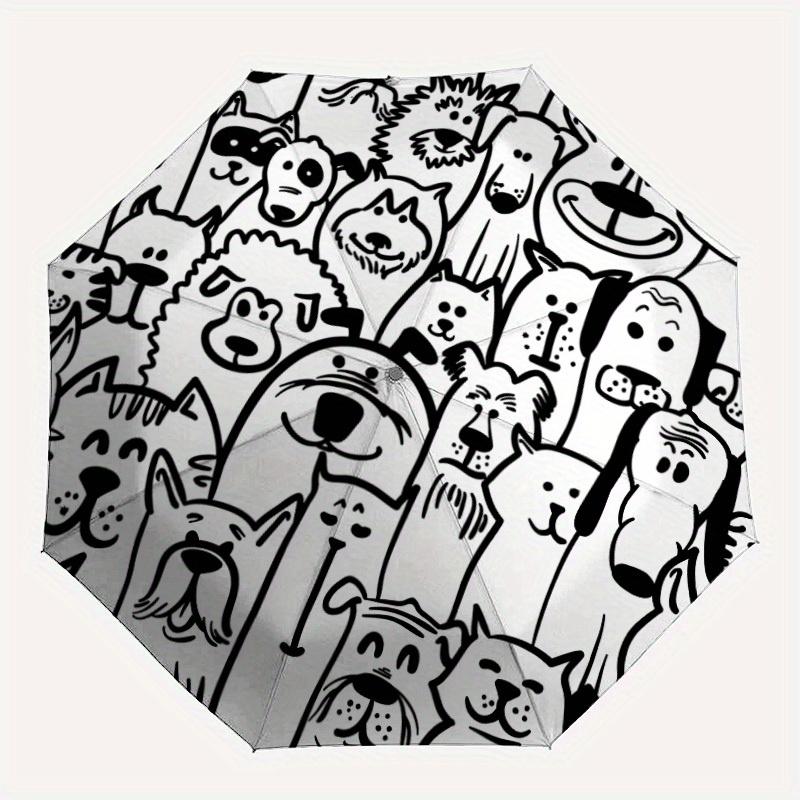 

1pc Dogs, Cats Automatic Open/Close Umbrella, Umbrella with cartoon Design, Portable Compact Umbrella for Men & Women, Good Holiday Gift yy2