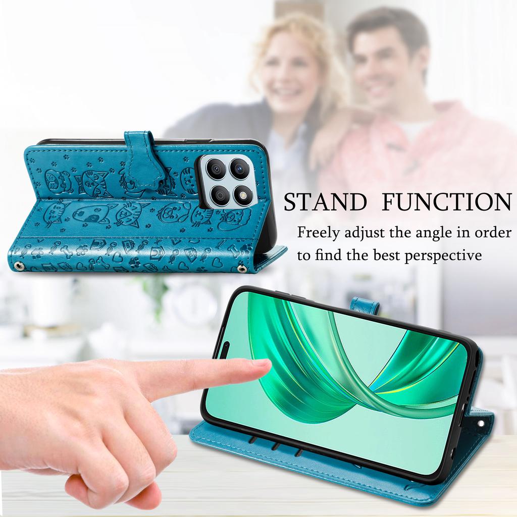 Leather Case For Honor X7c 4G/200 Smart 5G/Play 60 Plus 5G Wallet Flip Phone Cover Cute Cat Dog Pattern