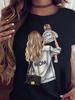 Women T Shirt Cartoon Mom Daughter Son Print Lady Tshirts Short Sleeve Tops Womens Kawaii Graphic Female Tshirt Clothe