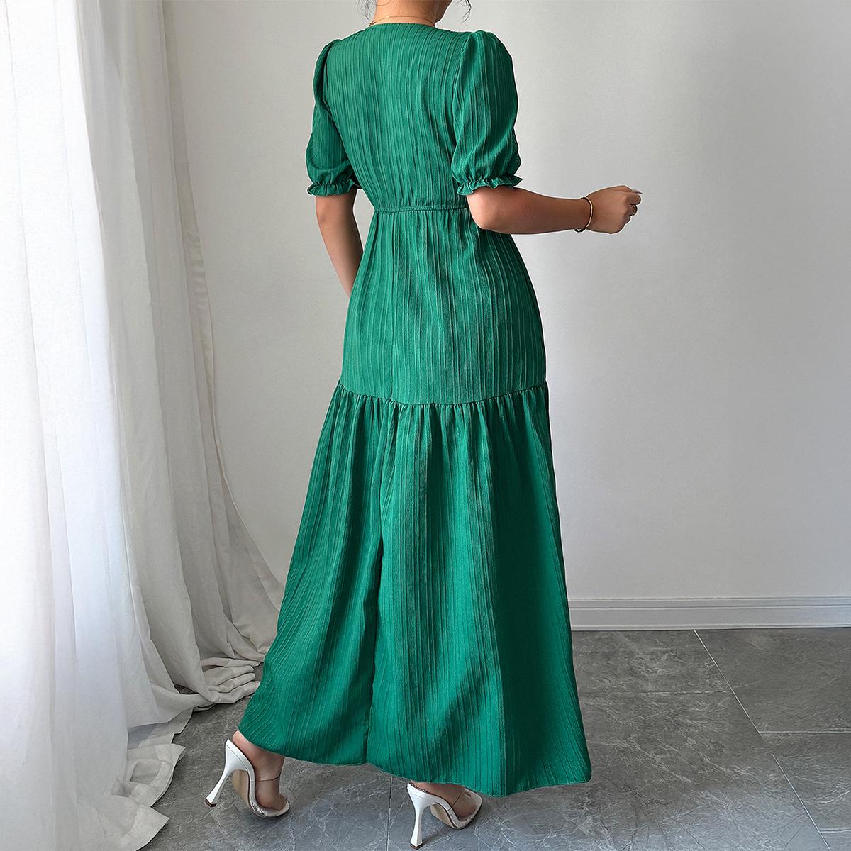 

Di Yun Elegant Solid Color Short Sleeve Long Skirt Dress for Women - Autumn/Winter 2025 Collection L трава зеленый