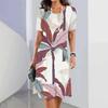 Elegant Short Sleeve 3D Print Dress Beach Summer Midi Dresses