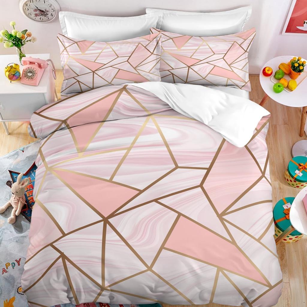 Comforter Marble Twin Queen Microfiber Geometric Bedding Set Modern Luxury Abstract Triangle Comforter For Girls Women