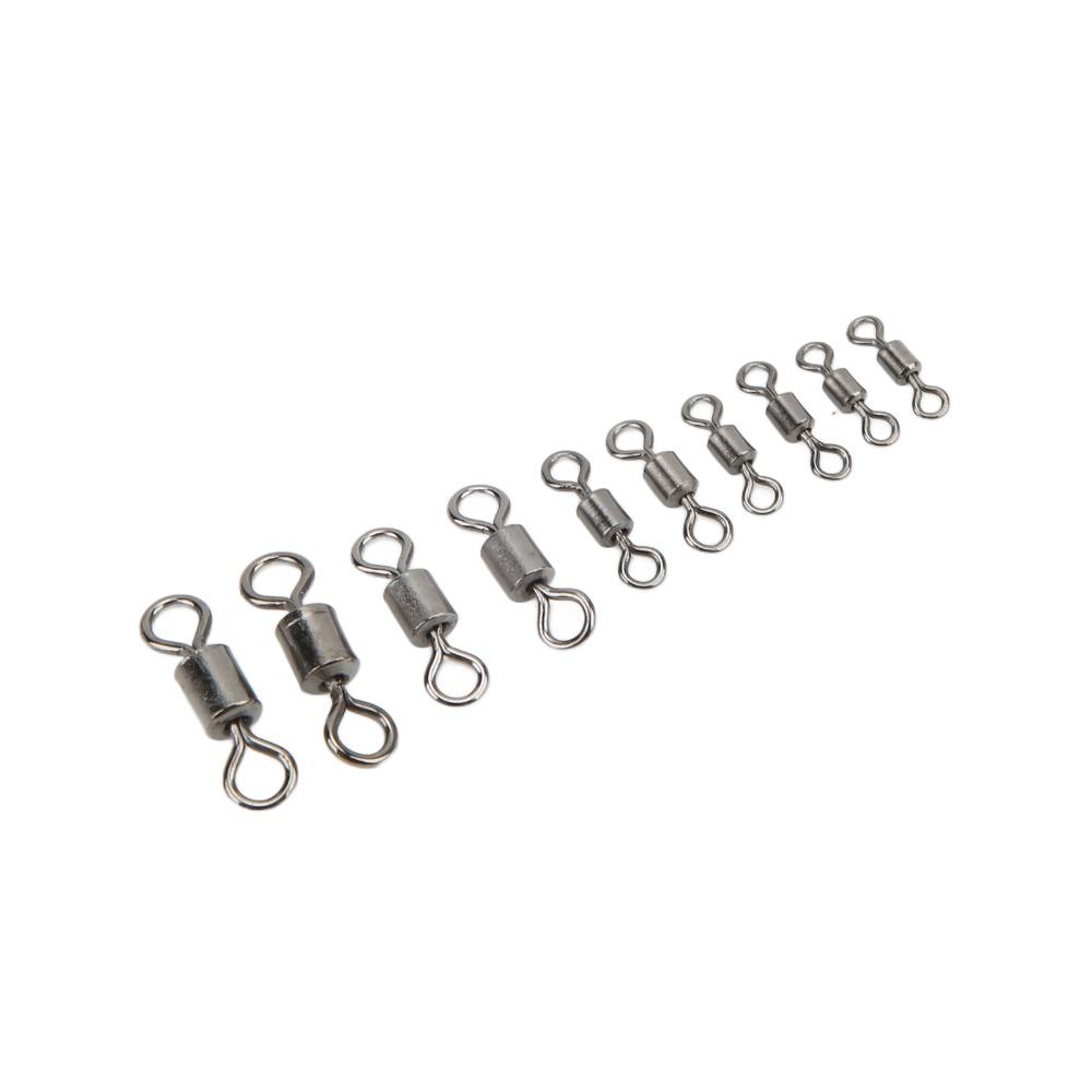 500PCS High Carbon Steel Rolling Barrel Fishing Swivels 4# 6# 8# 10# 12# Heavy Duty Fishing Bearing Swivels Mini Black