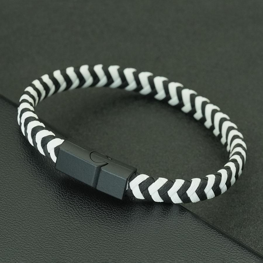 

Fashion Men Bangle 4 Colors Removable Magnetic Buckle Handmade Braided Leather Braclet Outdoor Camping Wrist Accessories Pulsera білий
