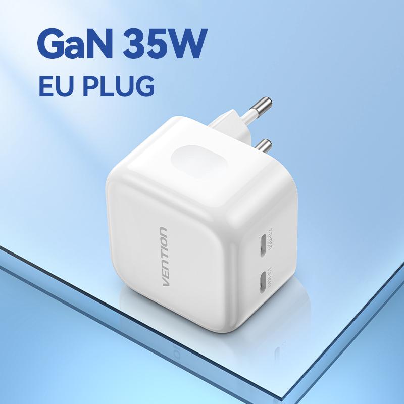 

Vention GaN 35 Вт Быстрое зарядное устройство Зарядное устройство USB Type C для iPhone 14 13 Samsung iPad Switch Быстрая зарядка QC 3.0 для путешествий Зарядное устройство PD EU Plug белый