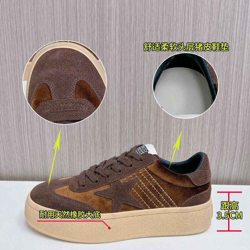 Little white shoes women's 2025 spring new retro star board shoes versatile casual shoes thick-soled heightening sports shoes