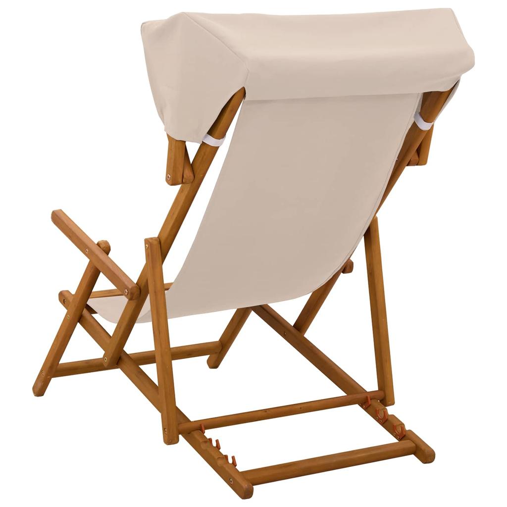 Recliner 3 Positions Solid Eucalyptus Wood Beige