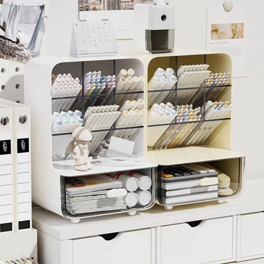 Transparent Pencil Holder Large Capacity Desktop Storage Drawers Cosmetic Brush Holder  Students