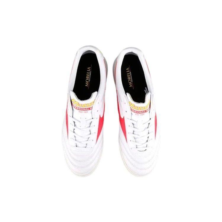 Mizuno Pro 2 Pro Round Toe Lace-Up AG (Rubber Short Studs) Non-Slip Wear-Resistant Breathable Soccer Shoes Men Sneaker White Red P1GD231464
