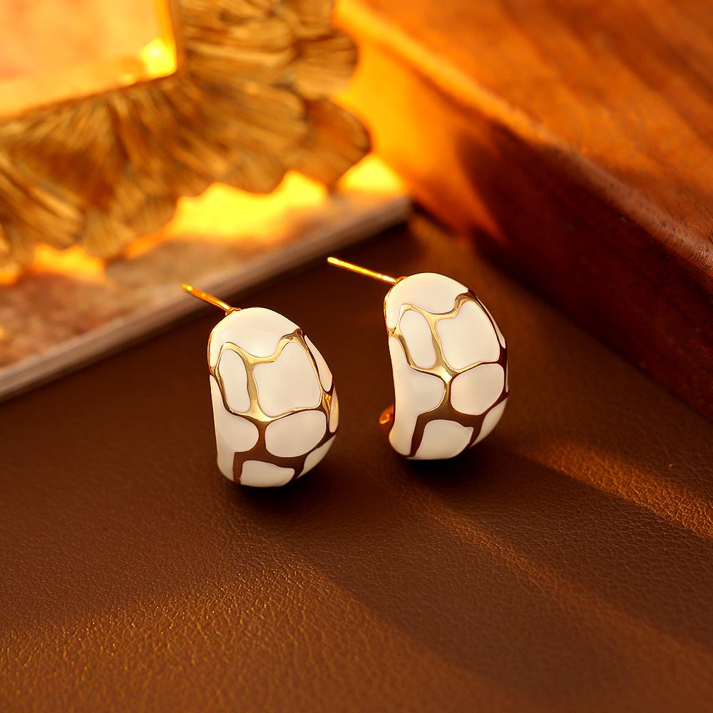 

High-End Retro Enamel Drip C-Hoop Earrings - Autumn/Winter INS Style