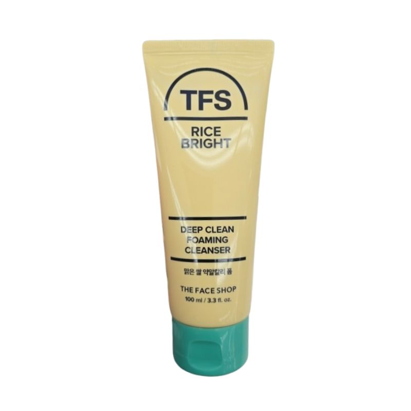 The Face Shop Rice Bright Deep Clean Foaming Cleanser 100ml – Mild Alkaline Foam, Dense Lather, Refreshing Pore Cleanser with Rice Extract 100ml