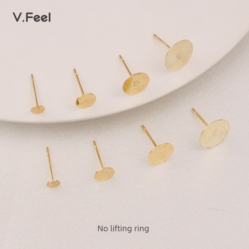 

В. Серьги-пусеты Feel Flat Mop Auricular Needle 18K Pack Gold с высоким сохранением цвета, плоские с кольцами, поднос для DIY, аксессуары для бижутерии ручной работы No hanging 4mm flat mop ear pin [10 pairs]]