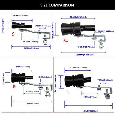 XL Black Turbo Sound Whistle - Universal Exhaust Pipe Simulator for Car Refit (Turbomuffler Device)