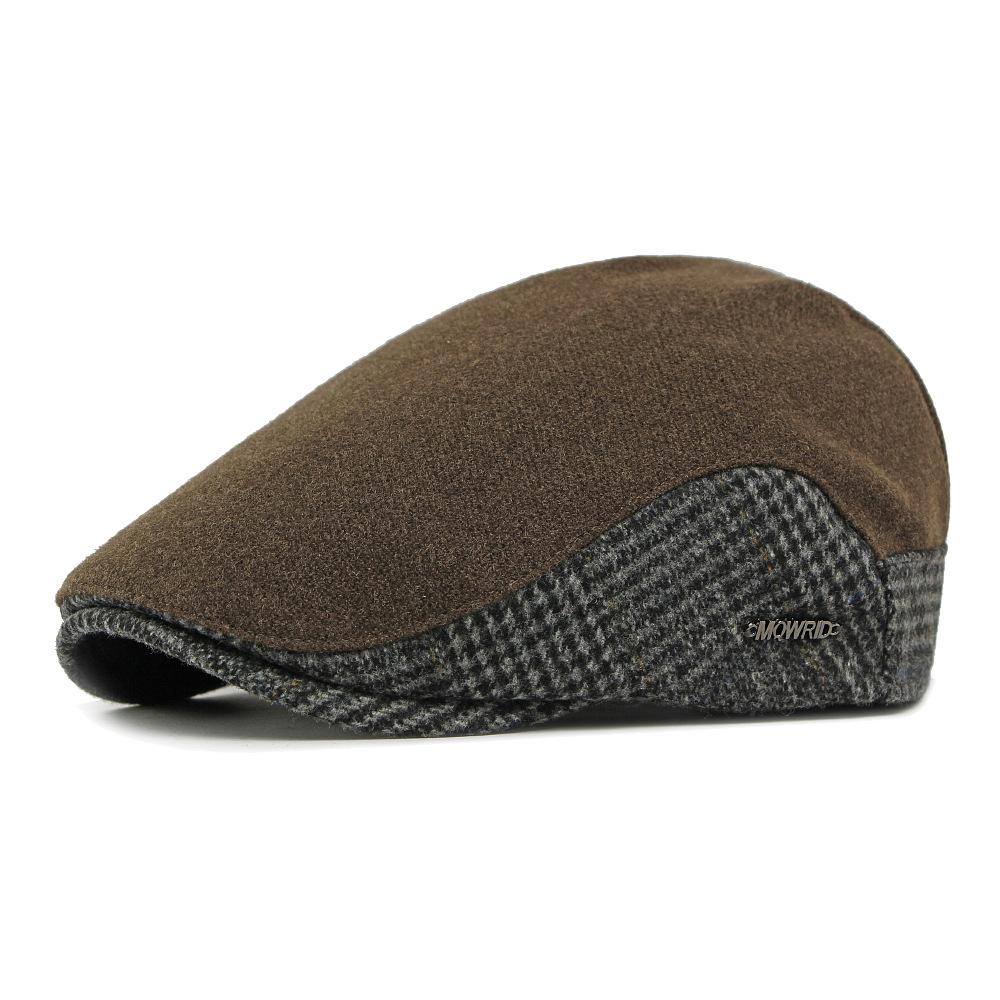 Autumn Winter Fleece Hat Men's Beret British Progressive Hat Retro Cap Woolen Hat