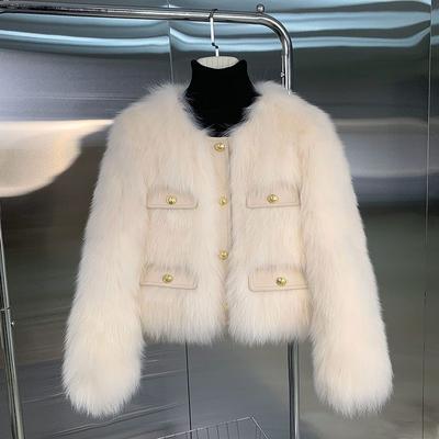 Women's Small Fragrance Autumn and Winter Style Padded Short Fur Casual and Versatile Coat