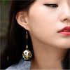 Retro Ethnic Style Shell Flower Handmade Beaded Long Section Pendant Hook Earring