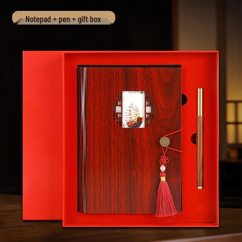Premium Wooden Notebook Gift Set: Customizable Journal with Logo for Business Souvenir