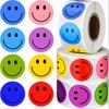 500pcs Happy Smile Face Decal Sticker 3 Rolls Motivational Stickers for Teachers Colorful Behavior Chart Stickers for Student