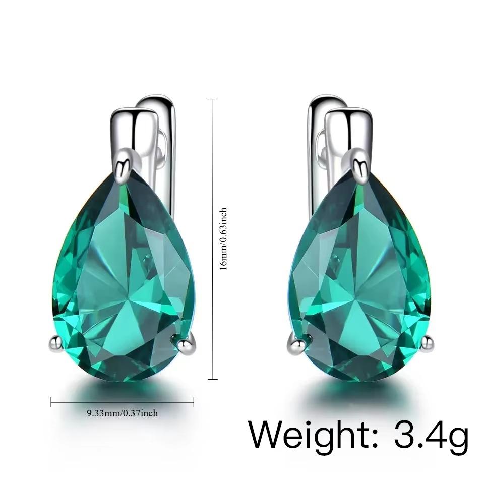 925 Sterling Silver Luxury Nano Gemstone Blue Topaz Clip Earrings For Women  Clip On Earrings Water Drop Fine Jewelry Party Gift