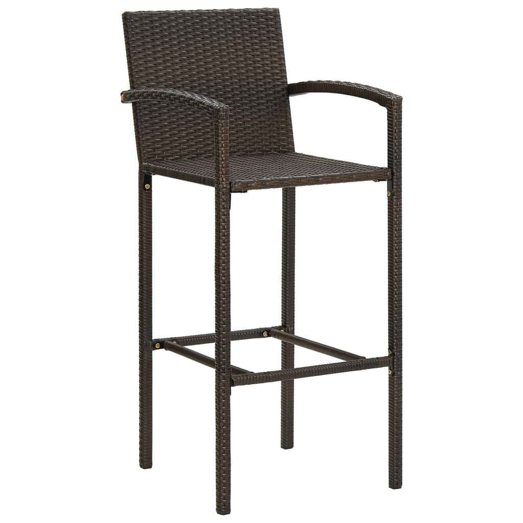 Set 2 Sgabelli da Bar Polyrattan Marrone